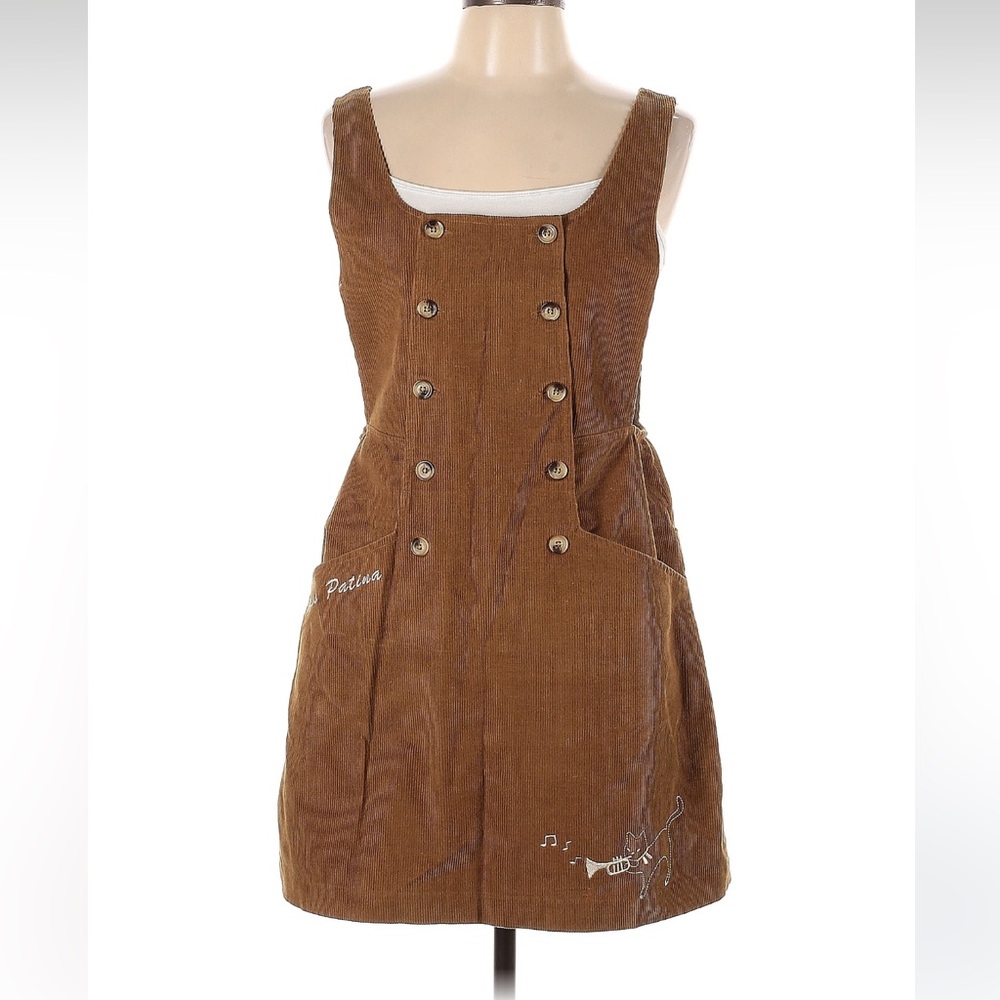 Miss Patina Brown Corduroy Pinafore Dress - Picture 1 of 2